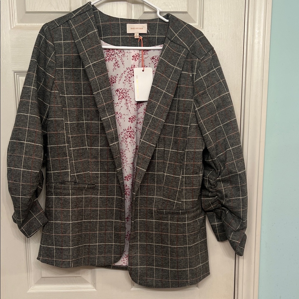 Skies are blue  Checkered Grey Blazer